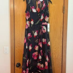 Navy floral hi-low dress